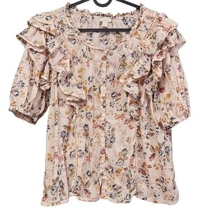 Hinge Ruffle Floral lace top